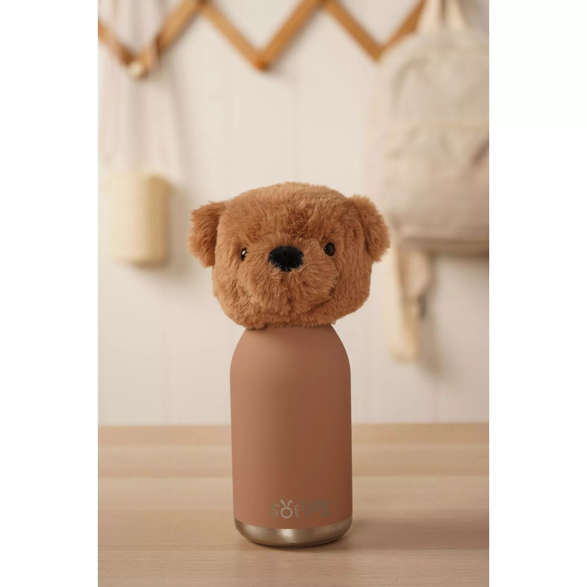 Softies Hampton Plush Teddy Dark Brown Stainless Steel Water Bottle – 500ml - Give And Glow