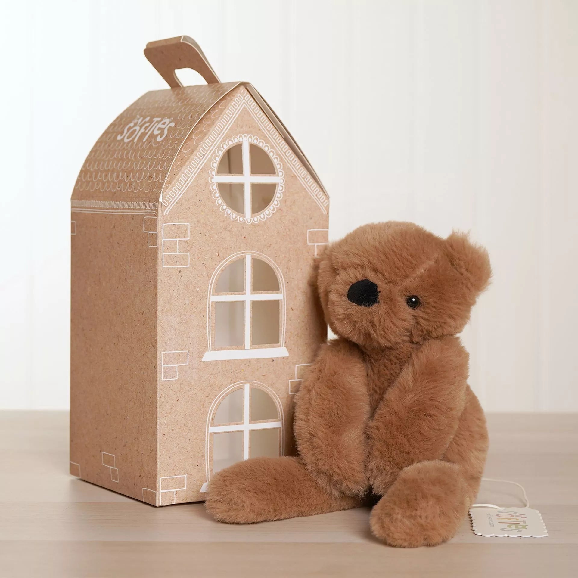 Softies Hampton the Plush Long Leg Dark Brown Teddy Bear – 30cm - Give And Glow
