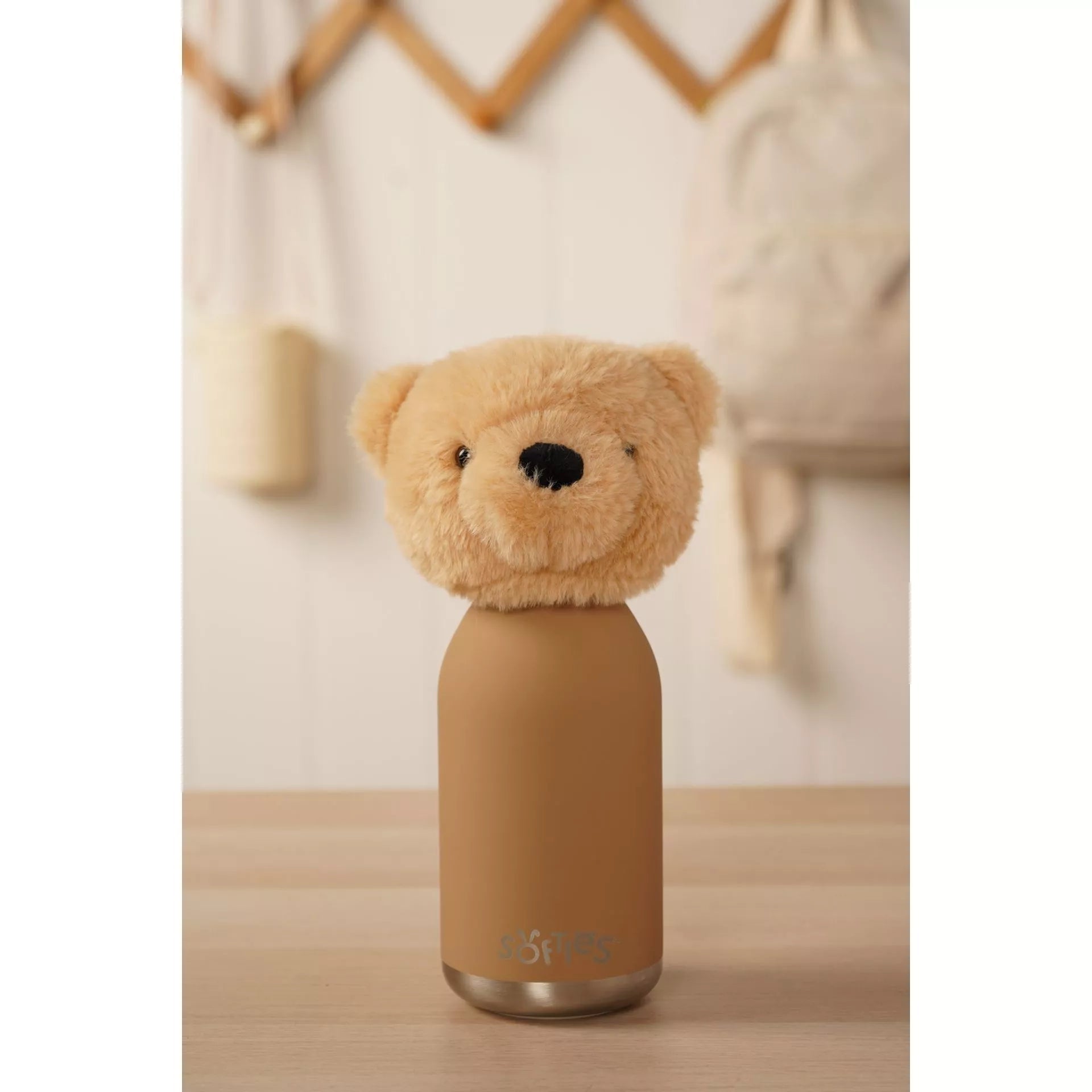 Softies Hudson Plush Teddy Light Brown Stainless Steel Water Bottle – 500ml - Give And Glow