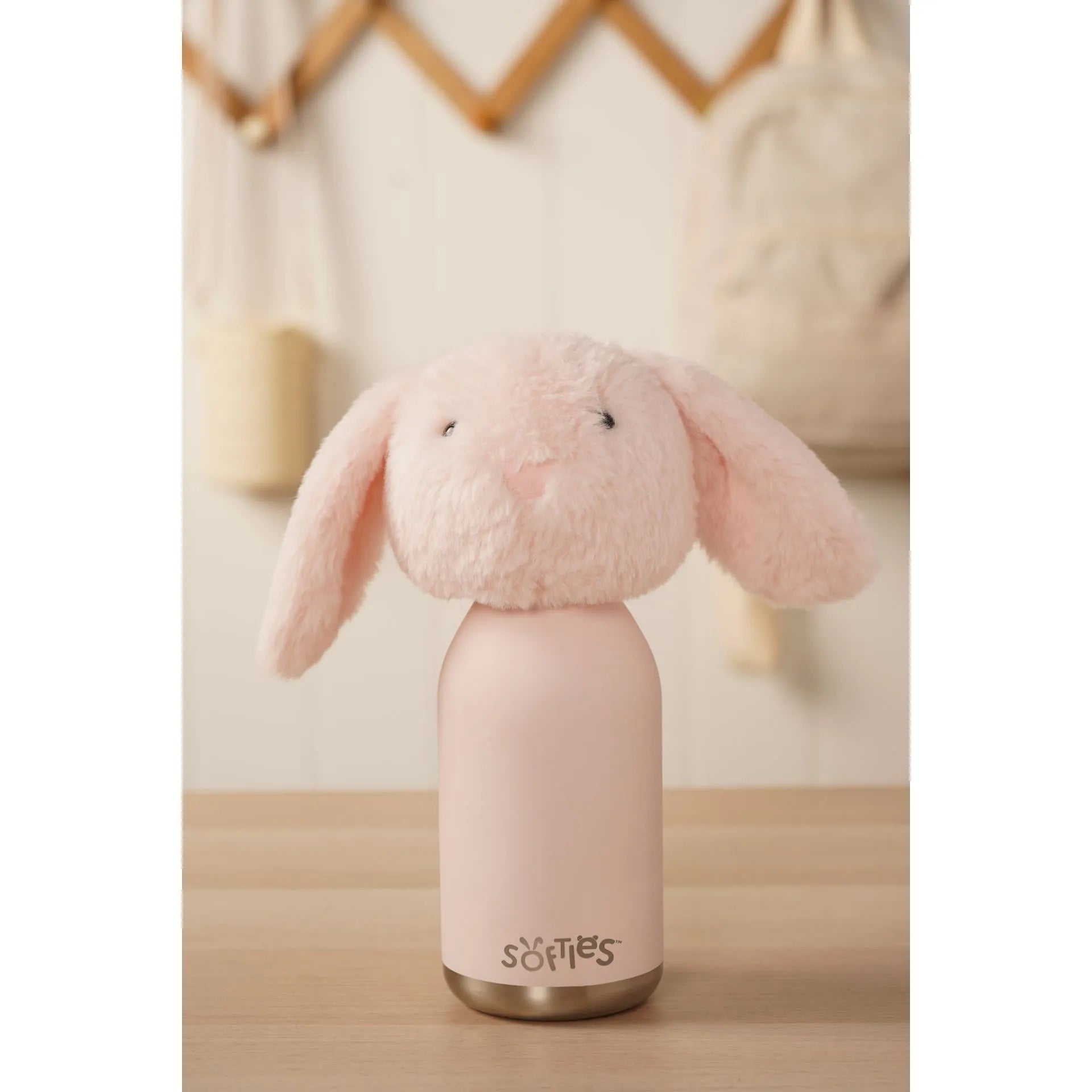 Softies Katie Plush Bunny Pink Stainless Steel Water Bottle – 500ml - Give And Glow