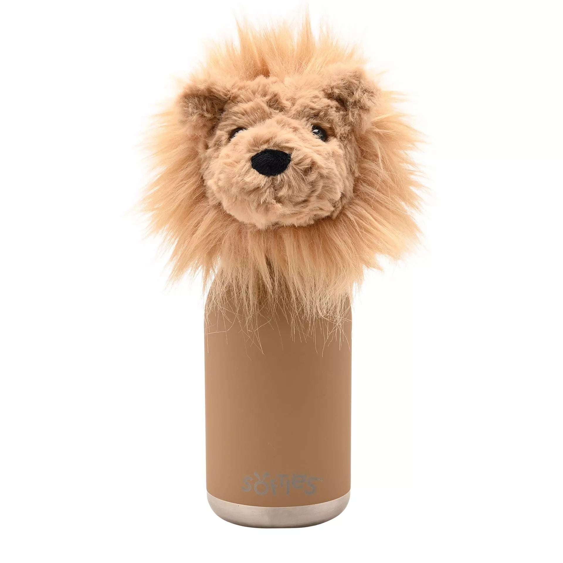 Softies Leo Plush Lion Light Brown Stainless Steel Water Bottle – 500ml - Give And Glow