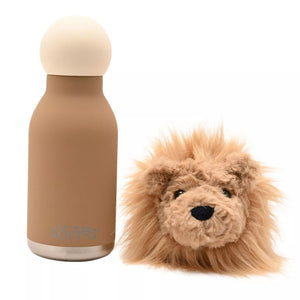 Softies Leo Plush Lion Light Brown Stainless Steel Water Bottle – 500ml - Give And Glow