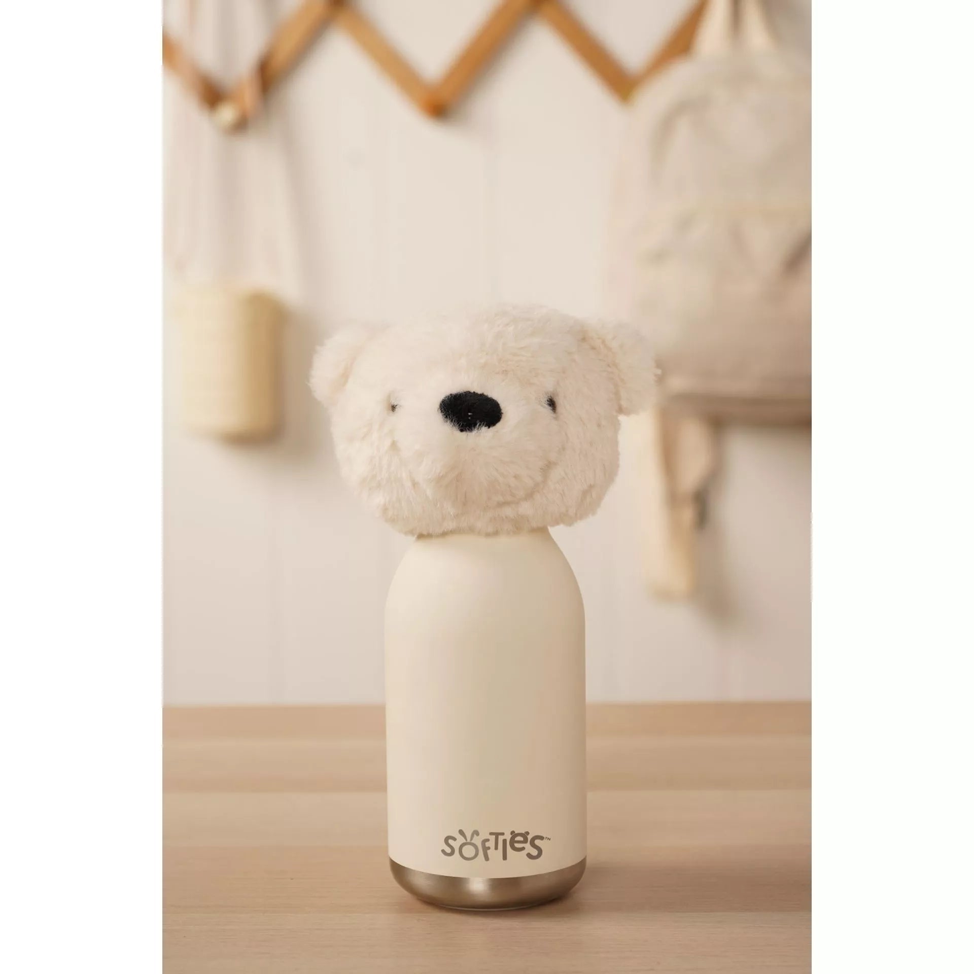 Softies Lola Plush Teddy White Stainless Steel Water Bottle – 500ml - Give And Glow