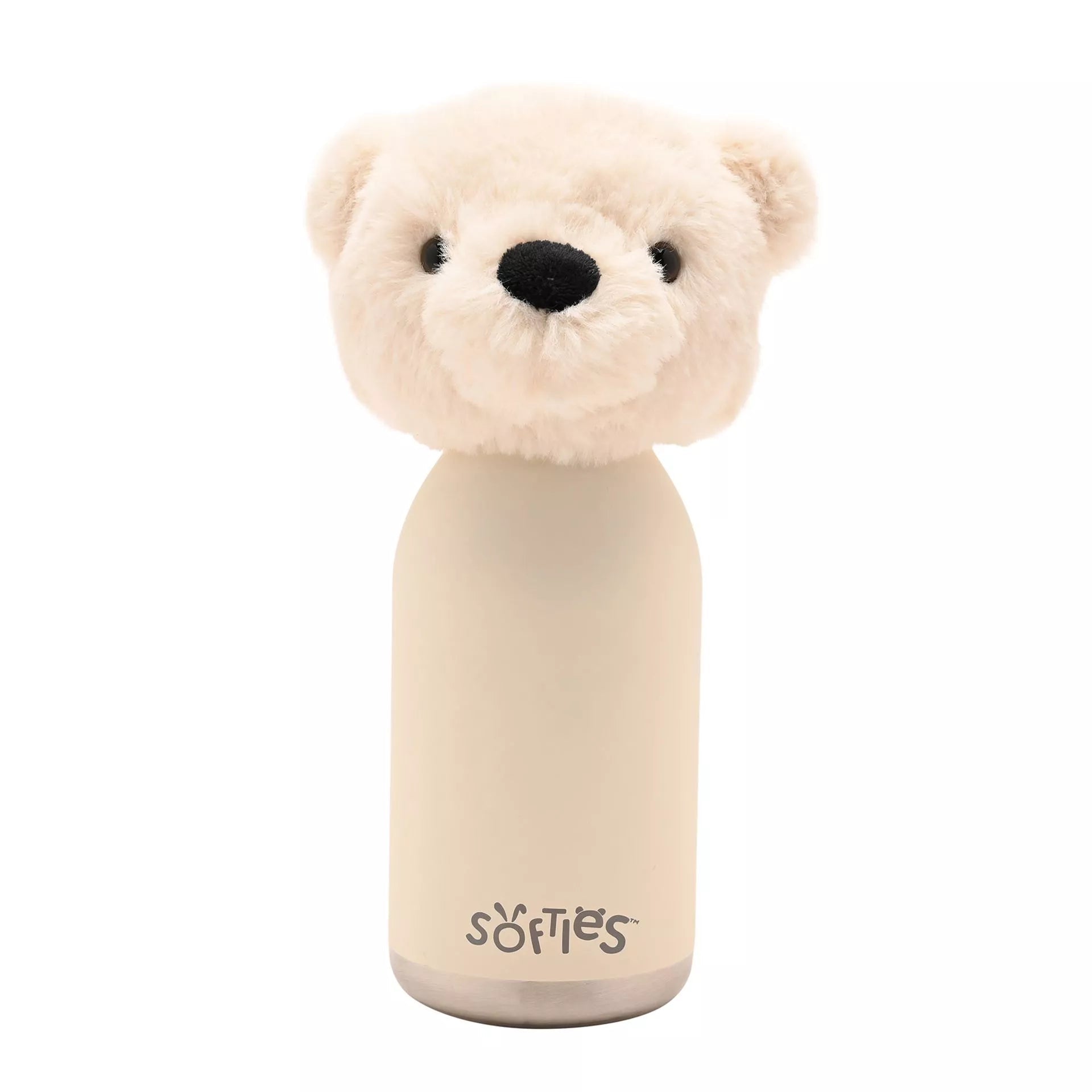 Softies Lola Plush Teddy White Stainless Steel Water Bottle – 500ml - Give And Glow