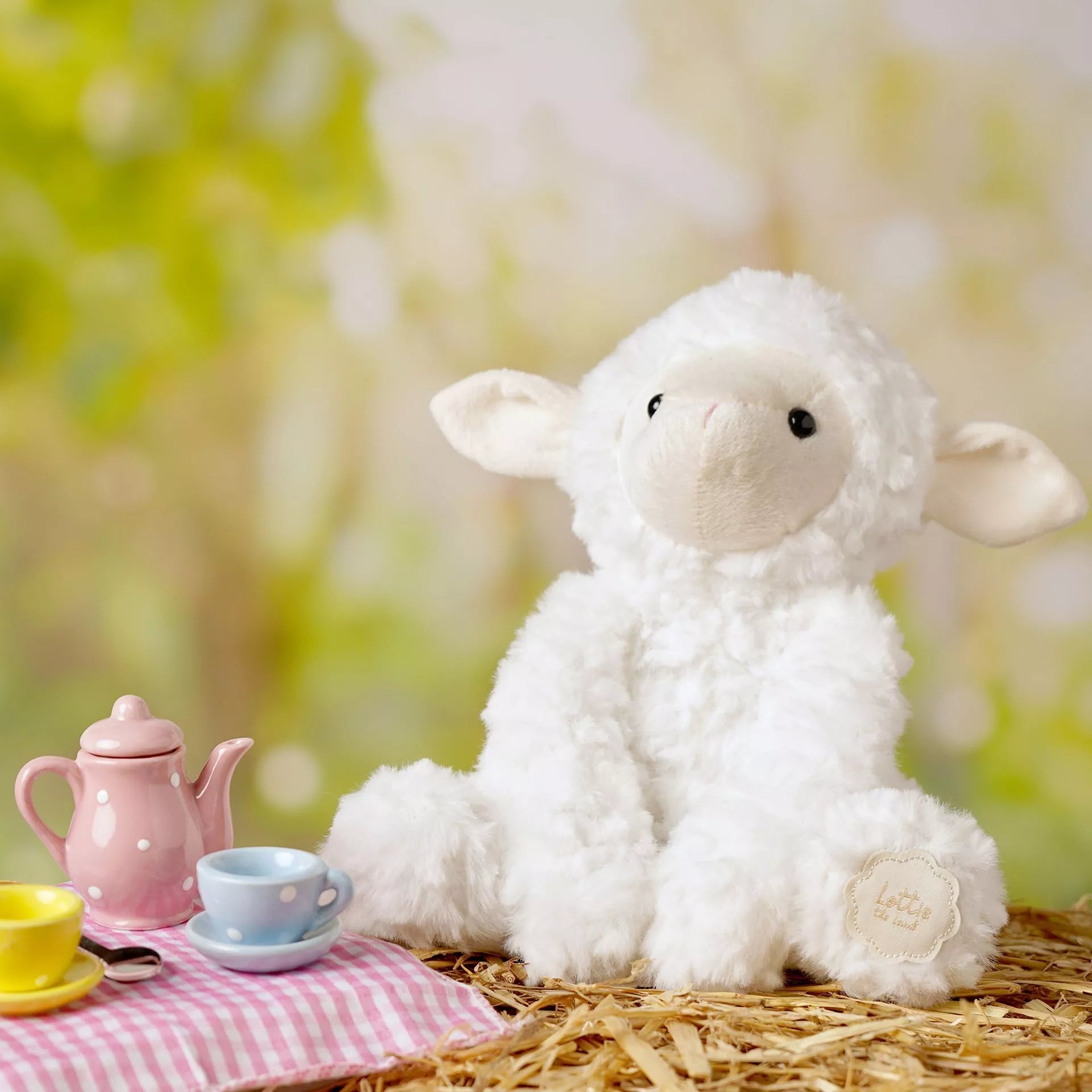 Softies Lottie the Plush Sitting White Lamb – 22cm - Give And Glow