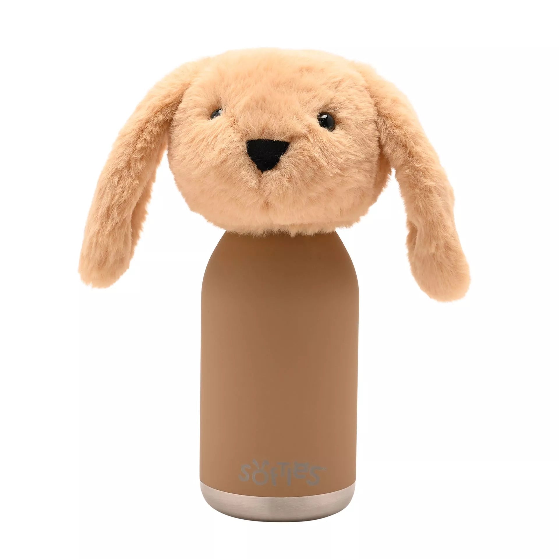 Softies Oatey Plush Bunny Light Brown Stainless Steel Water Bottle – 500ml - Give And Glow