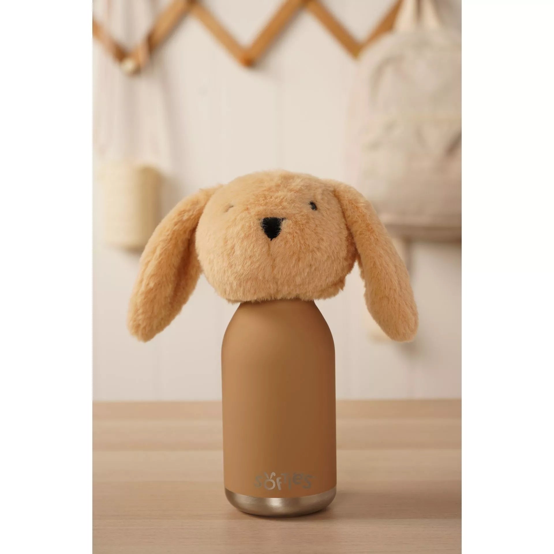 Softies Oatey Plush Bunny Light Brown Stainless Steel Water Bottle – 500ml - Give And Glow