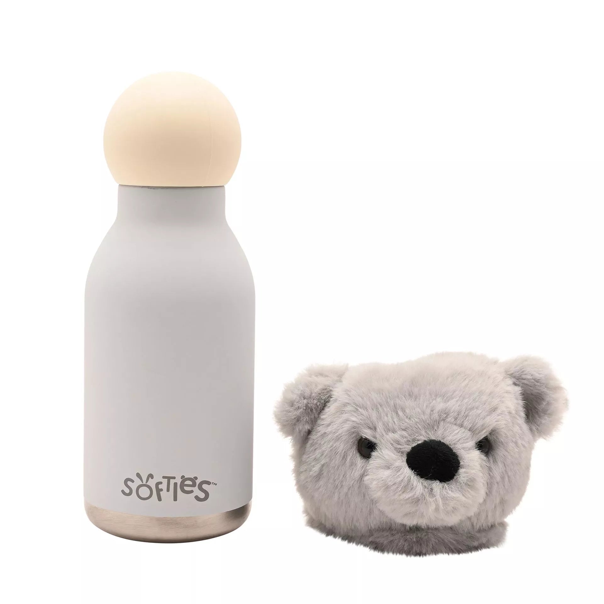 Softies Ste Plush Teddy Grey Stainless Steel Water Bottle – 500ml - Give And Glow