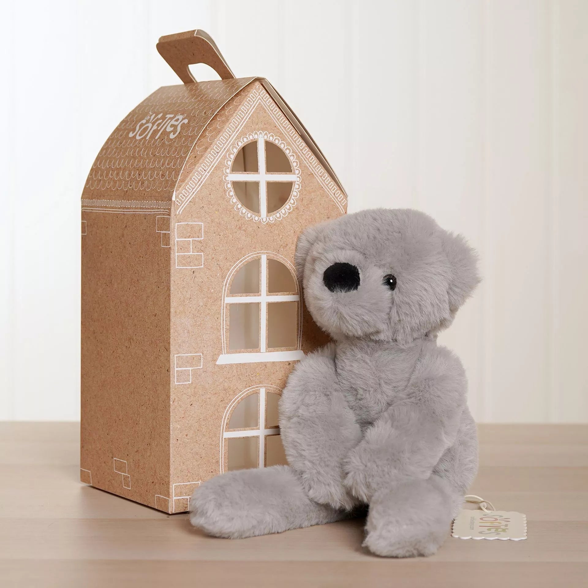 Softies Ste the Plush Long Leg Grey Teddy Bear – 30cm - Give And Glow