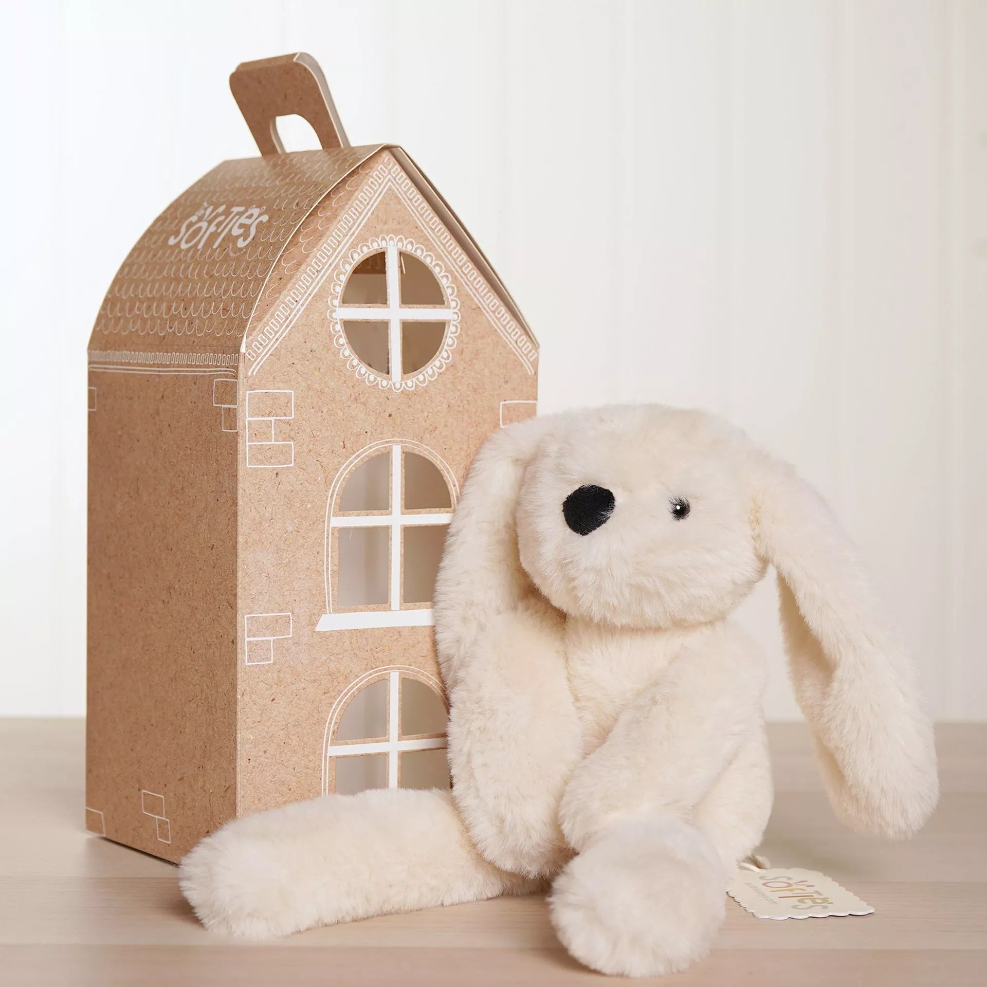 Softies Talia the Plush Long Leg Cream Bunny – 35cm - Give And Glow