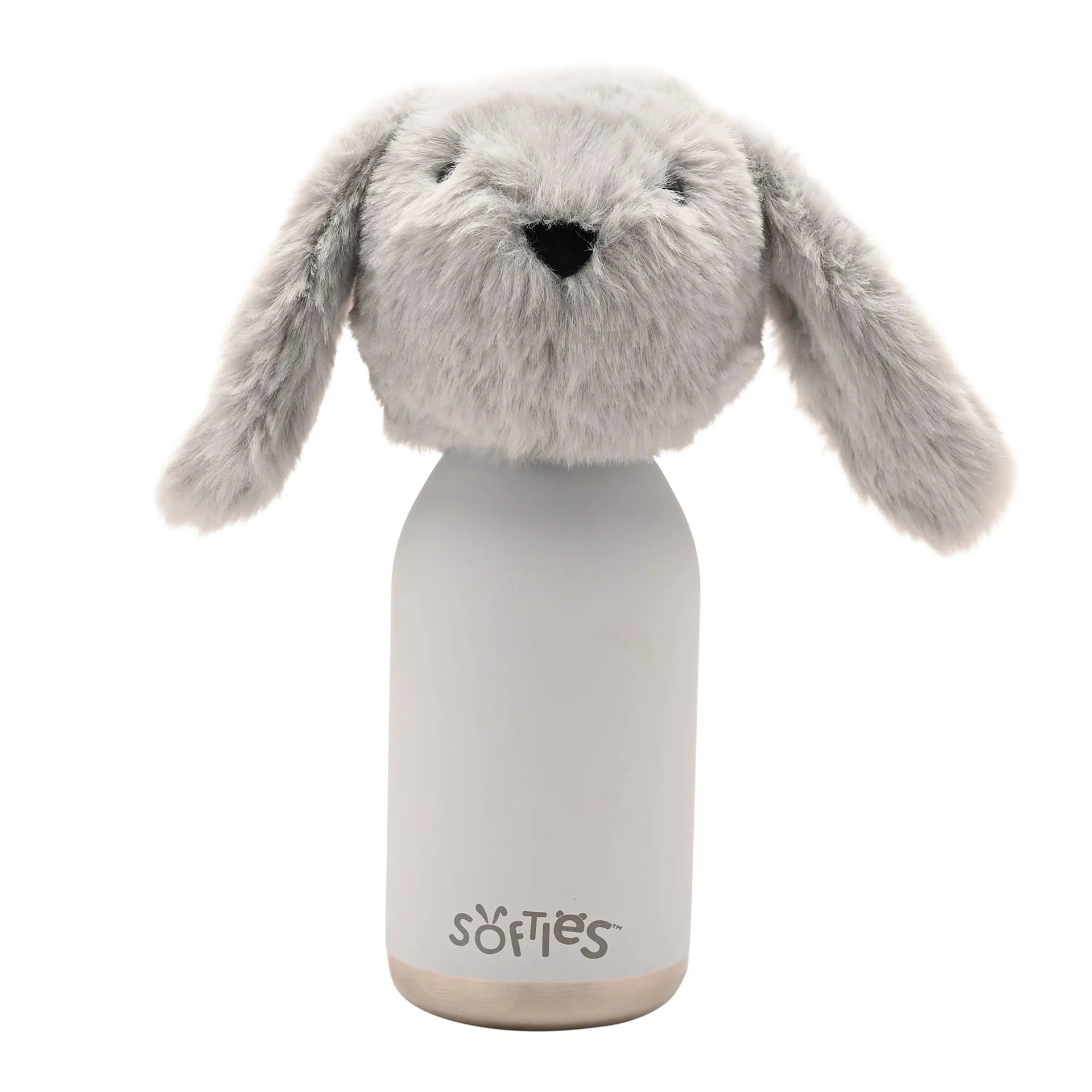 Softies Theo Plush Bunny Grey Stainless Steel Water Bottle – 500ml - Give And Glow