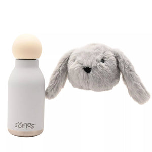 Softies Theo Plush Bunny Grey Stainless Steel Water Bottle – 500ml - Give And Glow