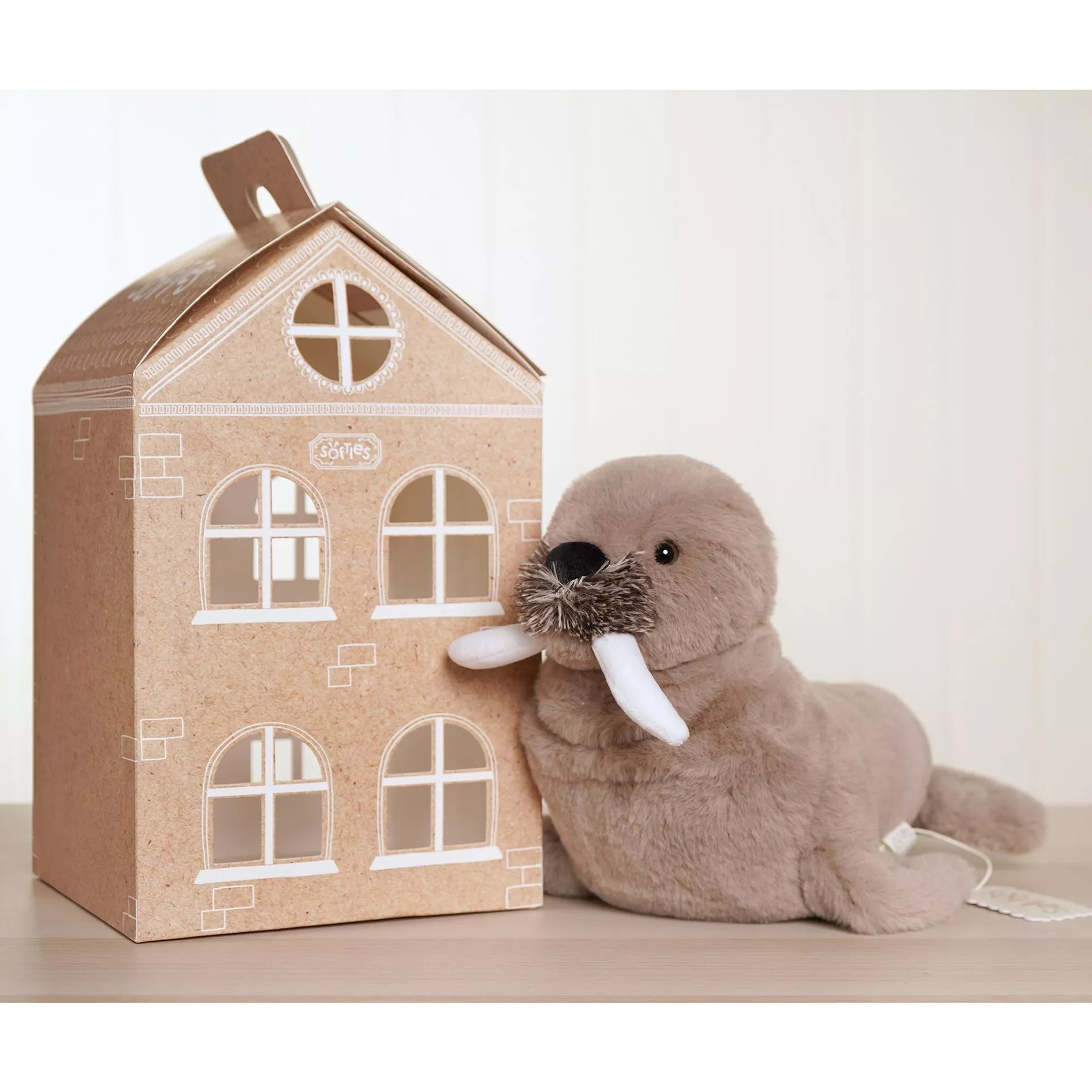 Softies Walter the Plush Brown Walrus with Glow in the Dark Teeth – 30cm - Give And Glow