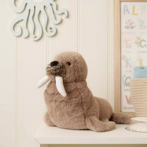 Softies Walter the Plush Brown Walrus with Glow in the Dark Teeth – 30cm - Give And Glow