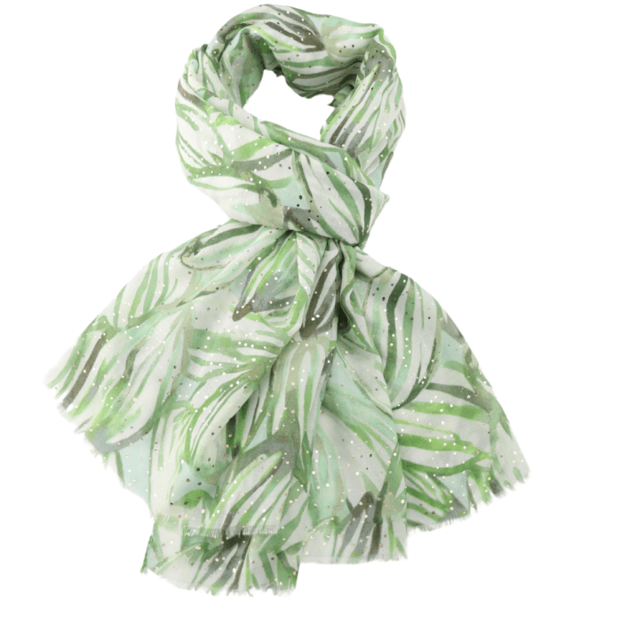 Sparkle Buds Scarf Green | 185cm x 80cm | Lightweight Polyester - Give And Glow
