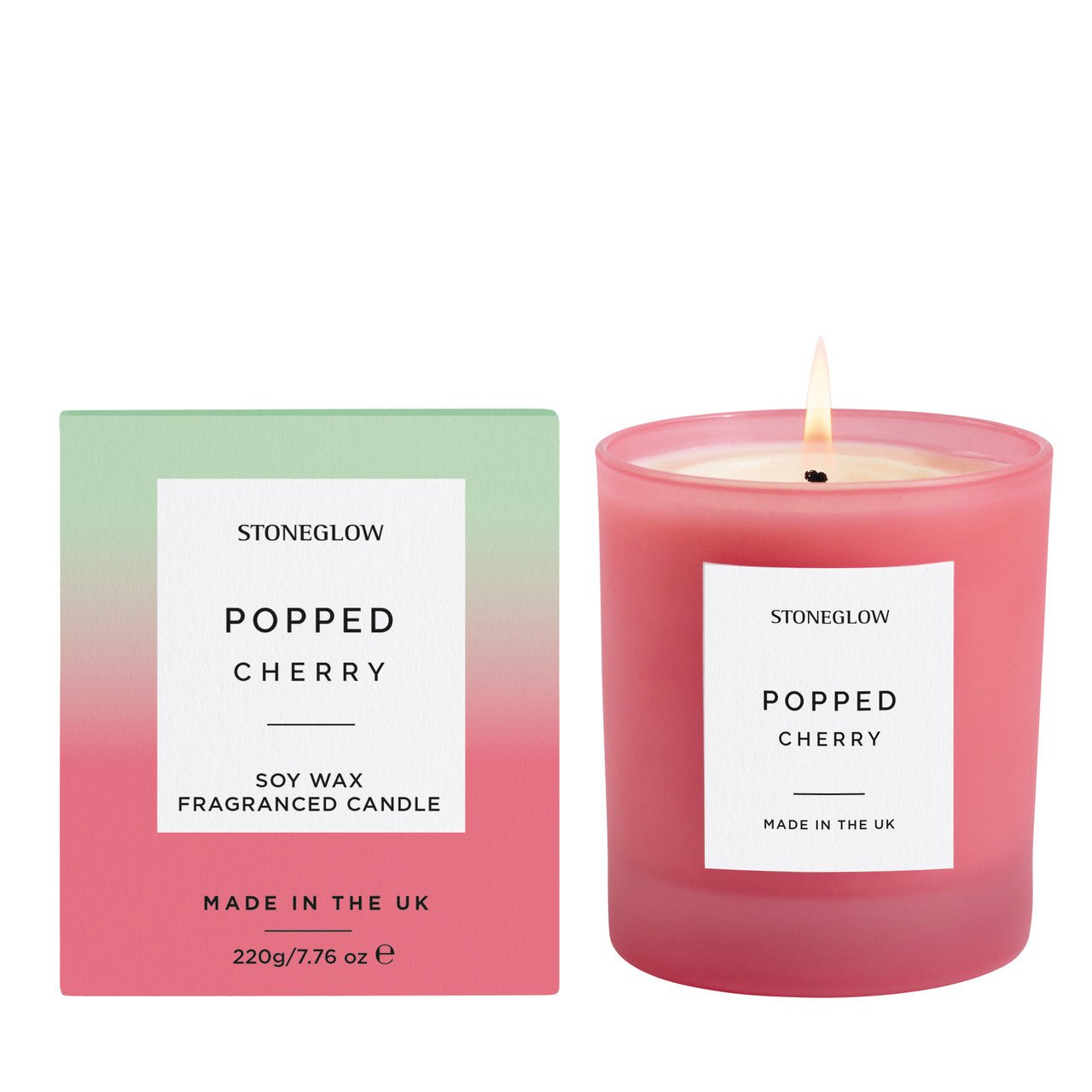Stoneglow Sol Popped Cherry Soy Wax Candle | Red Glass Tumbler - Give And Glow