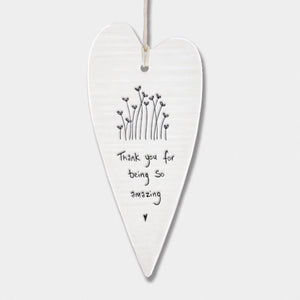 Thank You For Being So Amazing Long Wobbly Ripple Heart | 6cm x 13.7cm - Give And Glow