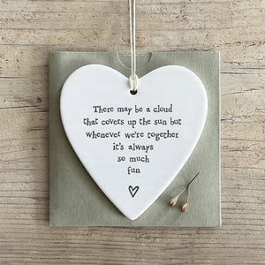 There May Be a Cloud Ceramic Heart | 9cm x 9cm - Give And Glow