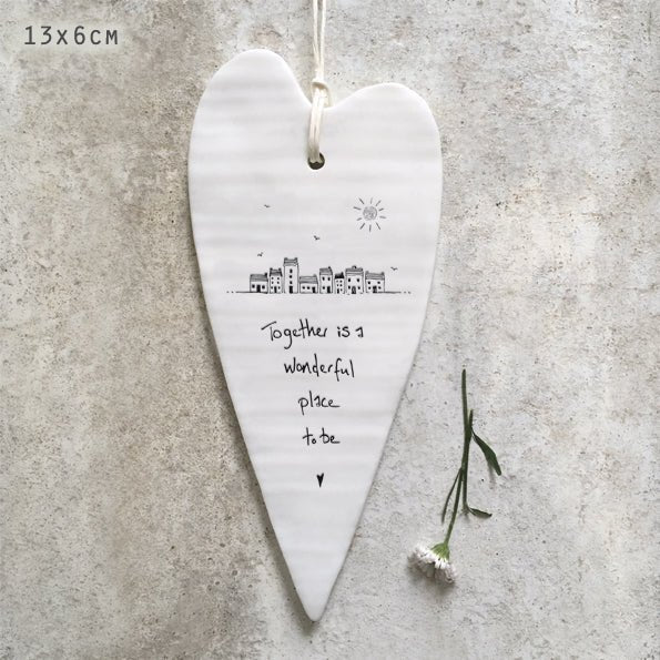 Together Is A Wonderful Place Long Wobbly Ripple Heart | 6cm x 13.7cm - Give And Glow