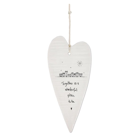 Together Is A Wonderful Place Long Wobbly Ripple Heart | 6cm x 13.7cm - Give And Glow