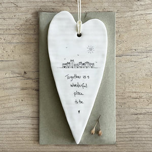 Together Is A Wonderful Place Long Wobbly Ripple Heart | 6cm x 13.7cm - Give And Glow