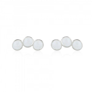 Tri Circle Stud Earrings – Pearlescent Enamel with Stainless Steel Posts - Give And Glow