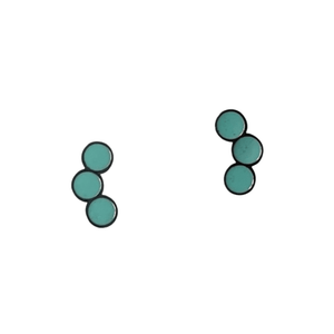 Tri Circle Stud Earrings – Turquoise Enamel with Rhodium-Plated Stainless Steel - Give And Glow