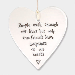 True Friends Leave Footprints Ceramic Heart | 9cm x 9.5cm - Give And Glow