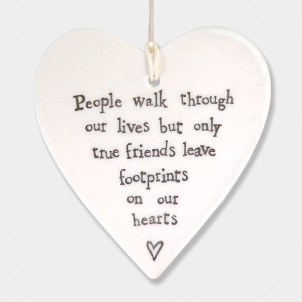 True Friends Leave Footprints Ceramic Heart | 9cm x 9.5cm - Give And Glow