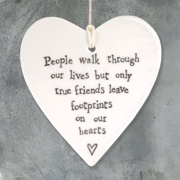 True Friends Leave Footprints Ceramic Heart | 9cm x 9.5cm - Give And Glow