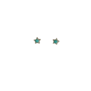 Turquoise Glitter Enamel Star Stud Earrings – Stainless Steel Posts - Give And Glow