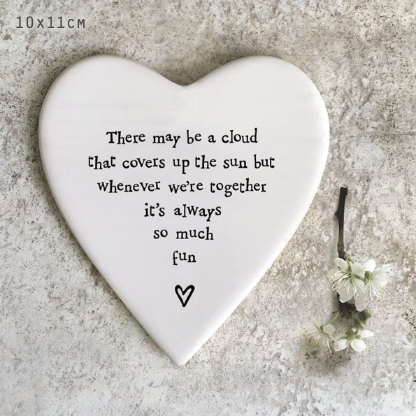 Whenever We’re Together – Ceramic Heart Coaster | 10cm x 11cm - Give And Glow