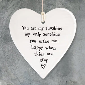 You Are My Sunshine Ceramic Heart | 9cm x 9.5cm - Give And Glow