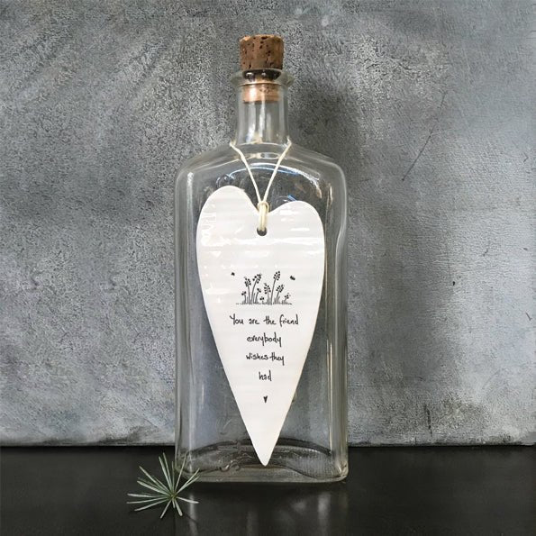 You Are The Friend Long Wobbly Ripple Heart | 6cm x 13.7cm - Give And Glow